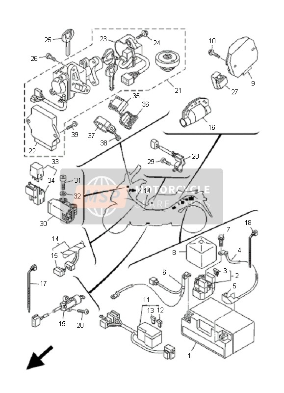 Yamaha XP500 T-MAX 2005 Electrical 1 for a 2005 Yamaha XP500 T-MAX